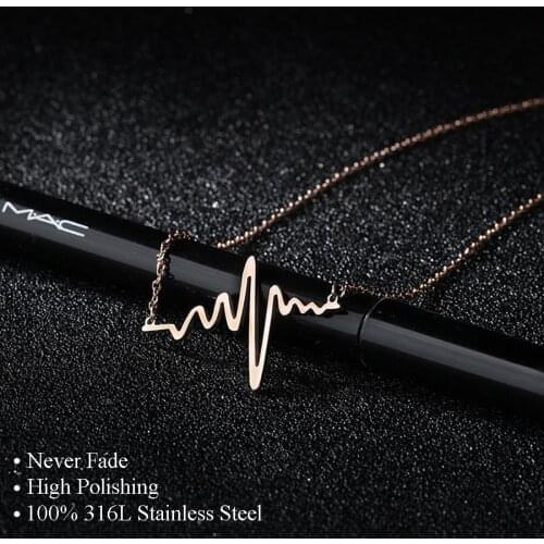 316L Stainless Steel Heartbeat Necklaces & Pendants Career Women High Polished Pendant Letter Love Necklace Friendship Jewelry
