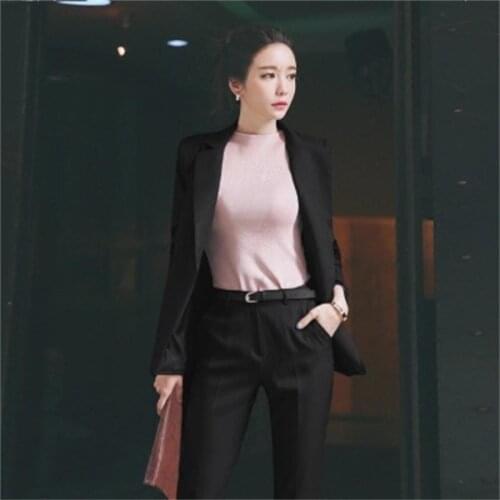 Women Pant Suits New Office Ladies 2 Two Pieces Sets Jacket Blazer + Slim Pant Suits Work Wear Fashion Outfits Femininas