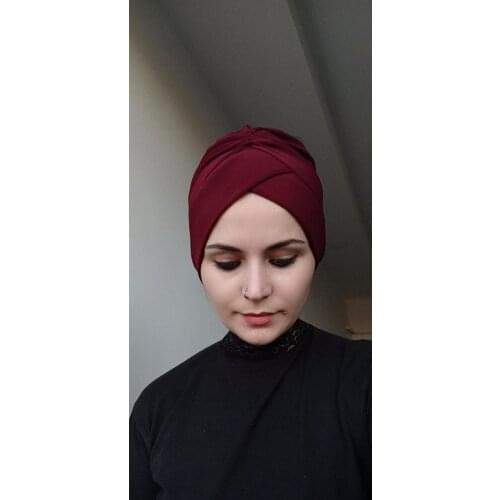 Women Hijab Cross Bone Burgundy