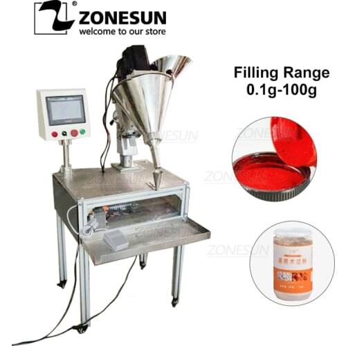 ZONESUN 0.1g-100g Semi-automatic Milk Granule Matcha Grain Powder Quantitative Trace Filling Machine Vial Bottle Filler Packing