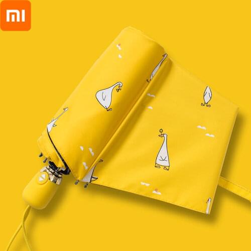 For xiaomi Automatic Umbrella Rain Women Lovely Cartoon Duck Folding Umbrellas Windproof Anti UV Parasol Womens Umbrella Girl