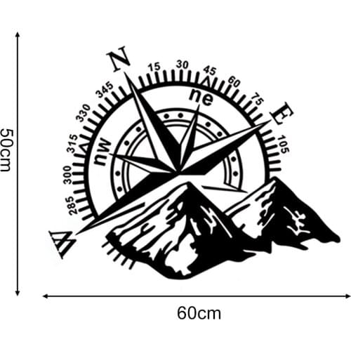 1pcs 3D High Quality Car Sticker Compass Rose Navigate Mountain 4x4 Offroad Vinyl Sticker Decal Car Decal 60*50cm