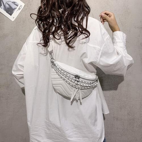 2021 Embroidered Thread Women Crossbody Bag Chain Handbag Multifunctional Chest Bag Leather Shoulder Bag Female Waist Bag Purse