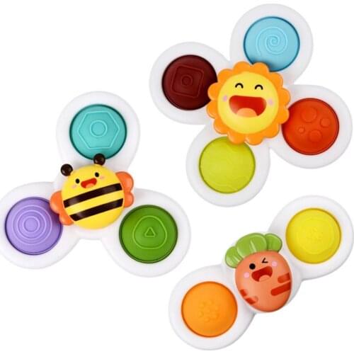 3PCS Kids Flower Spinners Child Funny Bath Toys Sensory Hand Spinners Bathing Sensory Hand Toy Rattle For Children Gift