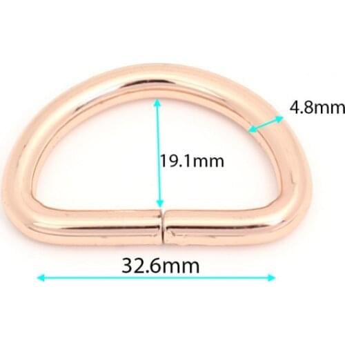 50 Pcs Light Gold Type D Ring Connection Alloy Metal Bags Buckles DIY Accessory Hardware Matching Rings