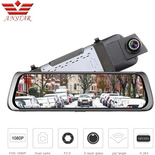 ANSTAR Car DVR Camera 10" IPS Stream Media Rear View Mirror FHD 1080P Dash Cam Camera Auto Registrar DVRs dashcam
