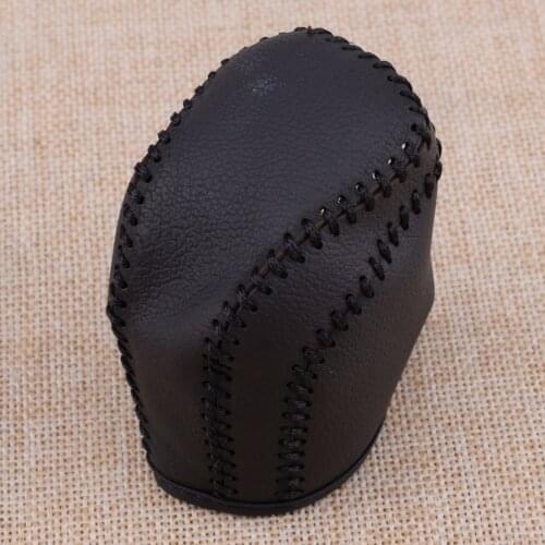 DWCX Black Automatic Leather Black Stitch Car Gear Shift Lever Knob Cover Shell Trim Protector Fit for Toyota Camry 2018