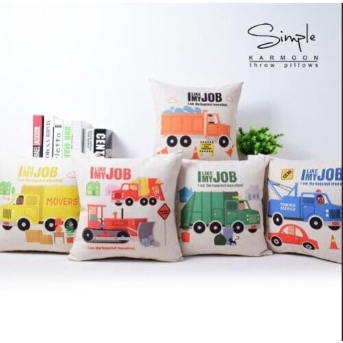 Free delivery truck/children room to work my love cartoon animation cotton pillowcase car sofa cushion for leaning on of 43 * 43