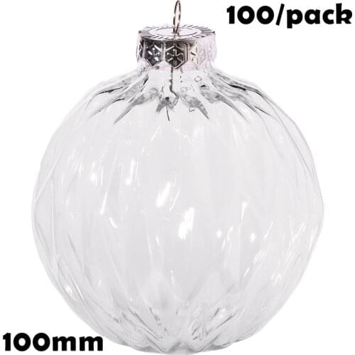 Free Shipping DIY Paintable/Shatterproof Christmas Decoration Ornament, 100mm Plastic Net Stripe Bauble Sphere Ball, 100/Pack