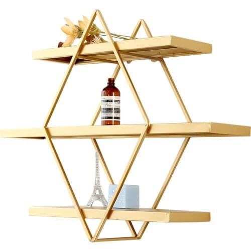 Large Size Prism Solid Wall Shelf Kitchen Bathroom Bookcase Mounted 3 Layers Wood Decoration Organizer Accessories Supplies