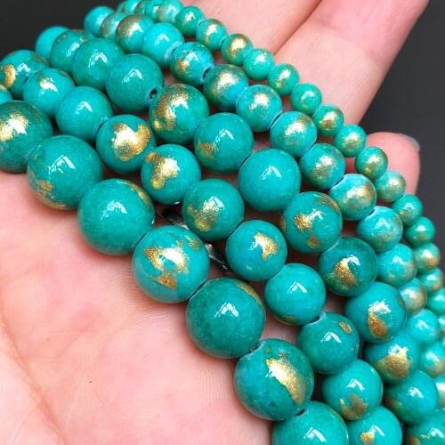 Natural Stone Green Lapis Lazuli Jades Beads Round Loose Spacer Beads For Jewelry Making Diy Bracelet Necklace 4 6 8 10mm 15Inch