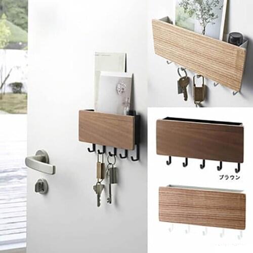 Wood Organizer Key Hanger Decorate Simple Small Wall Hooks Space Saving Easy Install Home Vintage Door Back Storage Rack Holder