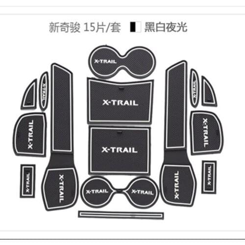 For 2014 2015 2016 Nissan X-Trail T32 Gate Slot Pad Non-slip Cup Mats Anti Slip Door Groove Mat Sticker X Trail Car Accessories
