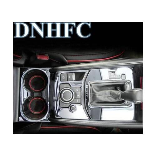 DNHFC Car Gear Shift Panel Frame Cover Trim Garnish Silver metal decorative overlay for Mazda CX-5 CX5 2017 2018 2nd Gen LHD AT