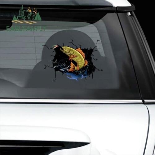 EARLFAMILY 13cm x 10cm for Fishing Fish Car Accessoires Stickers Auto Car Refrigerators Decal Funny RV JDM Vinyl Scratch-Proof