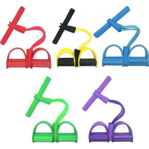 4 Tube Strong Fitness Resistance Bands Latex Pedal Exerciser Foot Expander Women Men Sit Up Pull Ropes Yoga Fitness Equipment