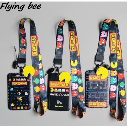 Flyingbee X2096 Cartoon Bean Game Keychain Tags Strap Neck Lanyard For Key ID Card Pass Gym Phone USB Badge Holder DIY Hang Rope