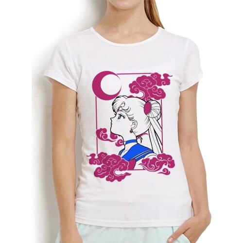 Anime cute Sailor moon t shirt women summer new white casual femme girl kawaii vintage streetwear tshirt short sleeve