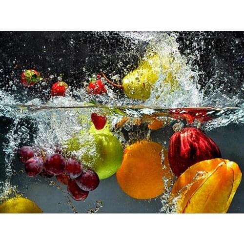 Canvas Size 5d DIY Embroidery Kit Fruits Water Orange Diamond Painting Full Square/Round Mosaic Apple Grape Landscape Puzzle