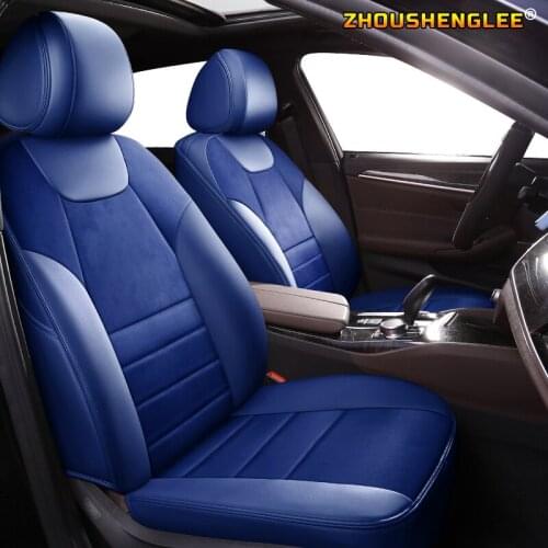 ZHOUSHENGLEE Custom Leather car seat covers For VW UP! Golf Polo Caravelle Multivan Sharan Passat Variant T-ROC T-Cross car sea