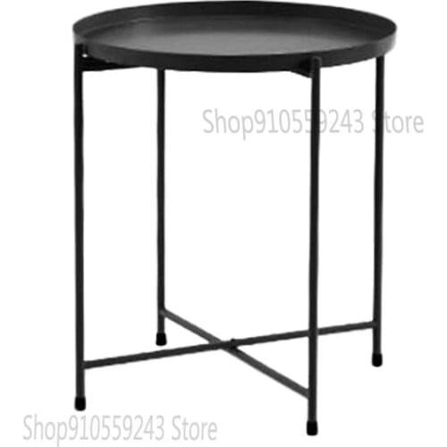 Nordic Metal Coffee Table Living Room Round Side Table Solid Wood Simple Mobile Balcony Small Round Table Leisure Corner Table