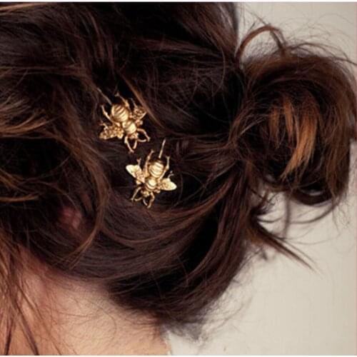 Fashion simple 1 shape alloy diecast bee Hairpin Gold silver plated for Women hair clip gift
