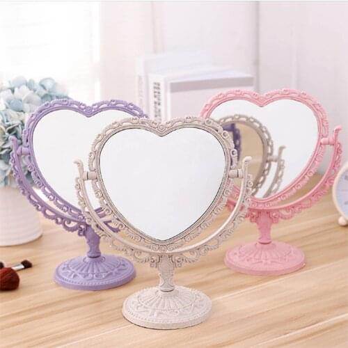 INS Desktop Makeup Mirror LOVE Rotatable Gothic Mirror Butterfly Rose Decor Beauty Tool Round Oval Heart Shape Makeup Mirror