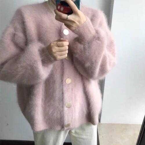New Winter Warm Soft Faux Mink Cardigan Casual Women Luxurious Faux Fur Coat Loose Furry Fake Rabbit Fur Jacket Short Overcoat