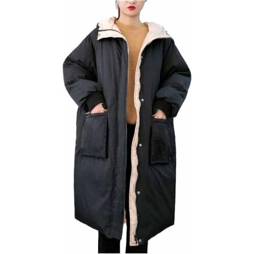 2020 Oversize Winter Parka Women Padded Coat Black Hooded Thicken Long Down Cotton Jacket Plus Size 3XL-7XL Bust 116-166cm KW402