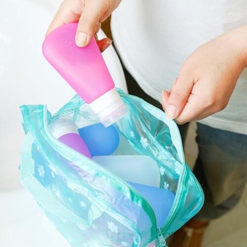 Transparent Storage Bag Makeup Organizer Washing Bathing Creative Waterproof Mesh Floral For Home Travel Summer Five Colors