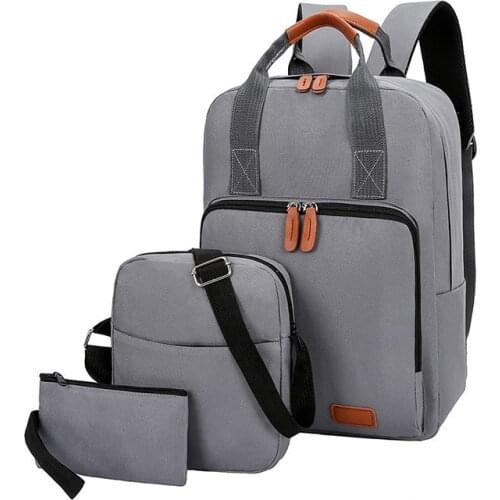 Backpack three-piece set Korean travel school bag computer backpack USB middle school student school bag
