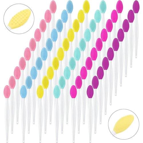24/56Pcs Silicone Lip Brush Double Sided Soft Exfoliating Cleansing Lips and Nose Blackhead Facial Skin Beauty Massage Brush