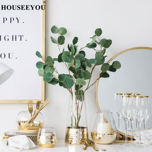Nordic Creative Gold Foil Art Vase Fairy Garden Decoration Flower Hydroponics Home Decor Accessories Figurine Wedding Craft