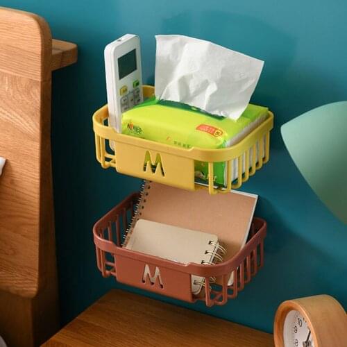 Household Tissue Box Rack Wall Hanging Creative Kitchen Bathroom Storage Paper Storage Rack Roll Paper Corner Shelf