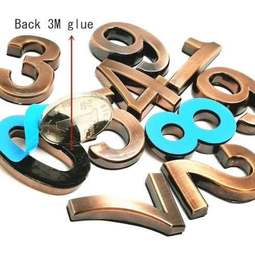 House Number 35mm Red Copper Bronze 0-9 Number Modern Plaque Number House Hotel Door Address Digits Sticker Plate Sign