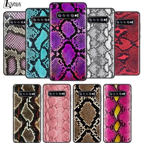 Snakeskin Texture For Samsung Galaxy Note 20 10 9 8 S21 S10 S10E S9 S8 S7 Ultra Lite Plus Pro Black Soft 5G Phone Case