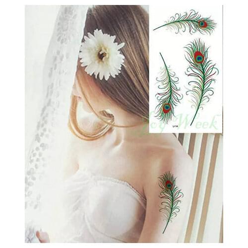 Waterproof Temporary Tattoo arm lovely Peacock feather tattoo girl tatto stickers flash tatoo fake tattoos tatouage tatuajes