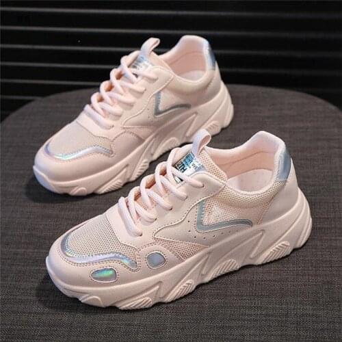 2019 Women Sneakers high platform Casual Shoes Designer Chunky Sneakers Ladies Thick Sole White Shoes breathable Tenis Feminino