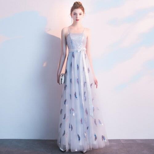 Aswomoye A-Line Evening Dress 2019 New Fashion Silver Special Occasion Dress Sexy Spaghetti Strap Prom Dress robe de soiree