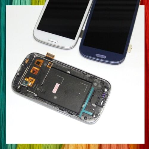 Blue White For samsung galaxy s3 i9300 lcd screen display touch screen digitizer repair parts assembly+frame+home button
