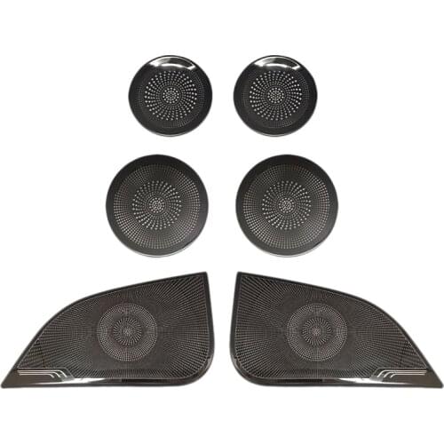 The Sound Bar of the Stainless Steel Front Door Speaker Cover Trim Is for Tesla Model 3 2021-Black Titanium