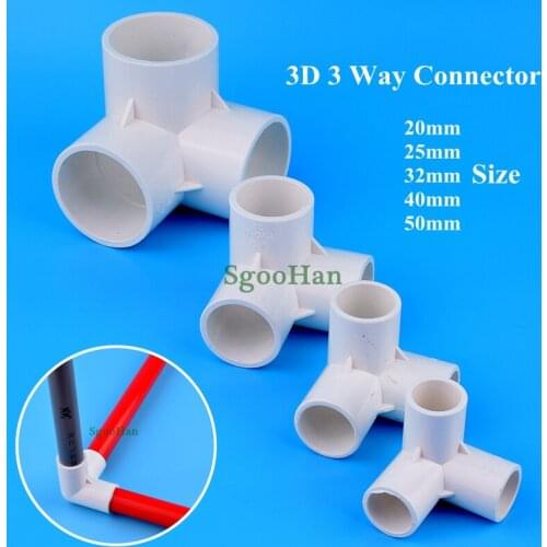 2~50pcs ID 20~50mm 3 Way Hydroponic Planting Frame PVC Pipe Connector Irrigation 3D Three-Dimensional DIY Shelf Joint Fittings