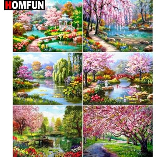 HOMFUN Diy 5d Diamond Painting "Garden view" Cross Stitch Square Round Diamond Embroidery Handwork Rhinestone Art