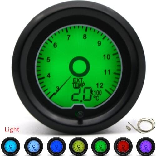 2" 52mm Exhaust Gas Temp Gauge EGT Gauge 7 Color Racing Gauge LCD Digital Display Car Meter Multiple Colors