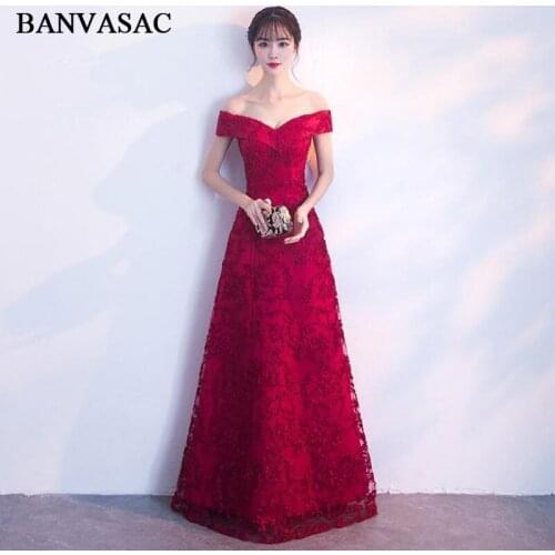 BANVASAC 2018 Elegant A Line Sweetheart Lace Appliques Long Evening Dresses Party Short Sleeve Backless Prom Gowns