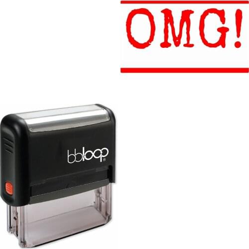 Bbloop 'OMG!' Self-Inking Office Stamp, Rectangular Typewriter Style