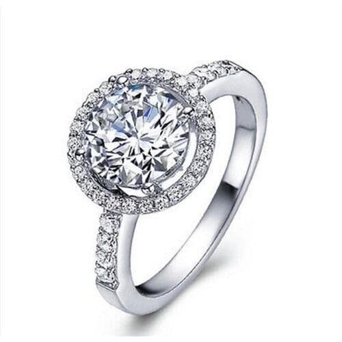 White Crystal Wedding Engagement Rings Party Ring Femme Jewelry Bijoux Rings Size 6-10 Big Round Rhinestone Rings