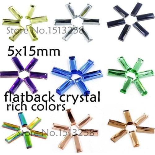 More Colors 200pcs 5x15mm 7x21mm Flat Back Rectangle Fancy Crystal Stones Baguette Glass Crystals