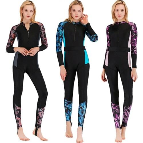 Sbart Quick Drying Long Sleeve Rash Guard Women Swimwear One Piece Female Swimsuits Wetsuits Front Zipper Surfing Bodysuits EO