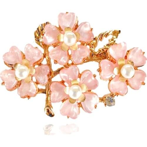 CSxjd Fashion design pink Acrylic Peach blossom Flower Branches Cherry blossoms Brooch coat brooch accessories